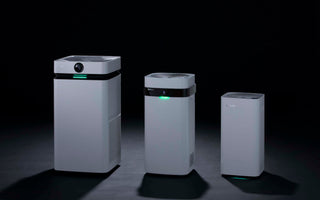 Airdog X3, X5 and X8 Units lined up with black background