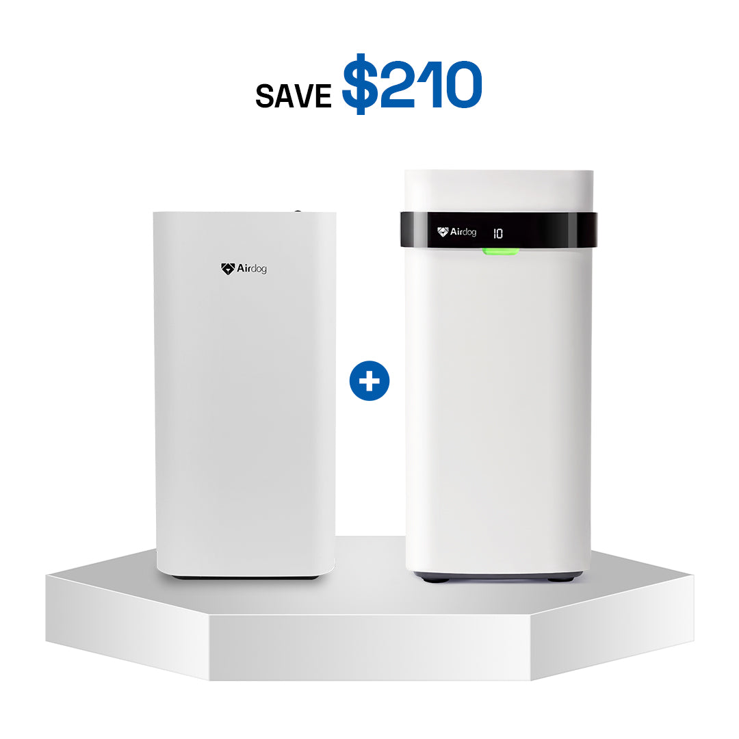 x3 and x5 purifiers on a white background, displaying a savings of $210 message.